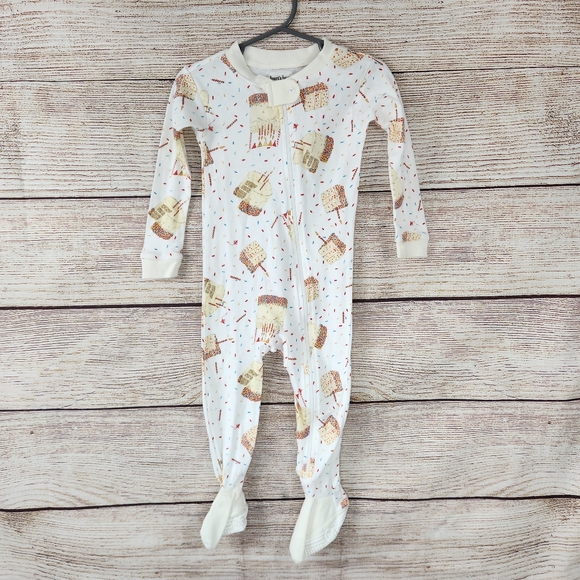 Burt's Bees 18 months Organic Cotton Pajamas Zip Footie Sleeper Birthday Cake - Picture 1 of 7